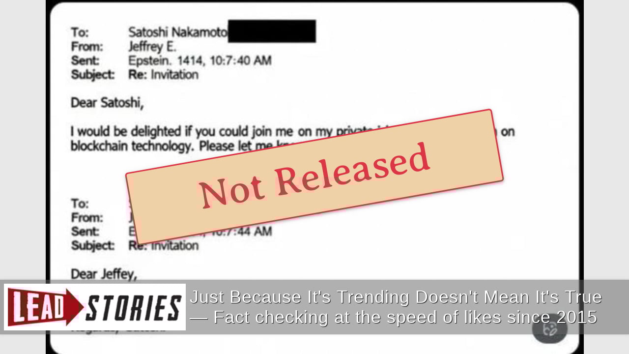 Fact Check: No Email In Epstein Files With Satoshi Nakamoto Telling Epstein To 'Go F*ck Yourself' Replying To Island Invitation | Lead Stories