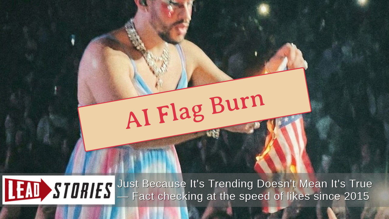 bad bunny burning flag in dress Image 8