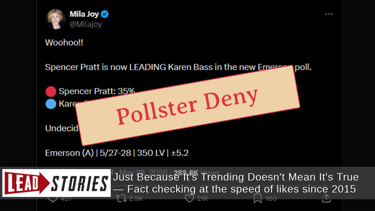 Fact Check: FAKE Emerson Poll Shows Spencer Pratt Leading Karen Bass In ...