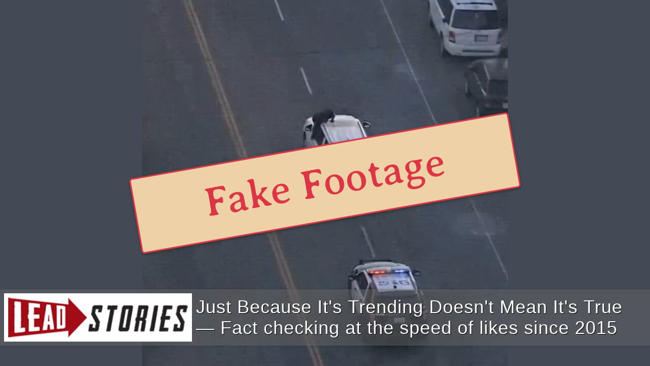 FAKE Video Shows Suspect Climbing On SUV To Taunt Police During LA Car Chase