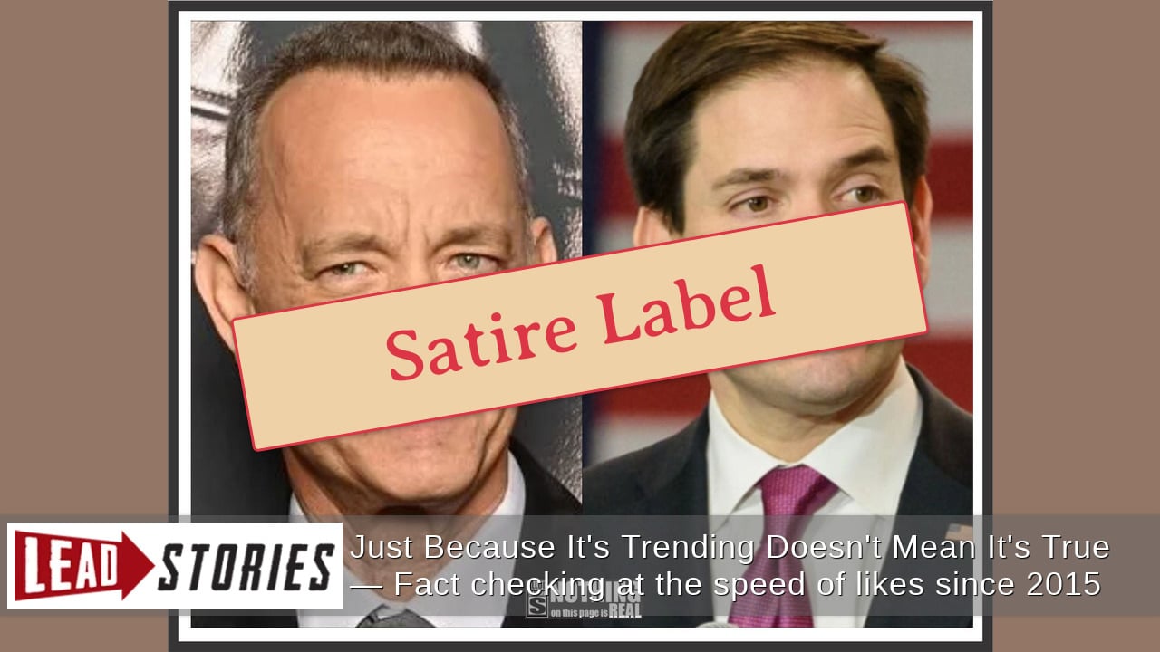 Marco Rubio Did NOT Refuse To Protect Tom Hanks From Greek 'Impropriety' Investigation -- It Is Satire