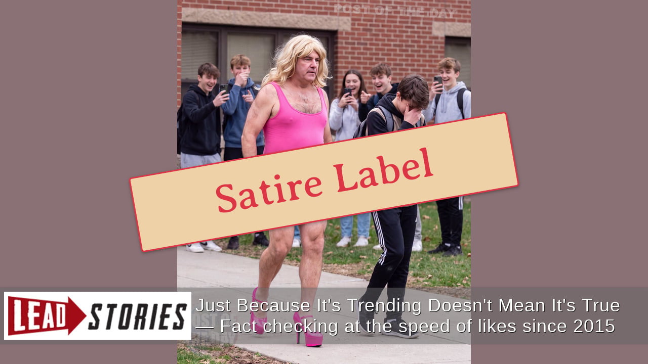 FAKE Image Of Dad Dressed In Wife's Clothes To Pick Up Son From School -- It Is AI-Generated