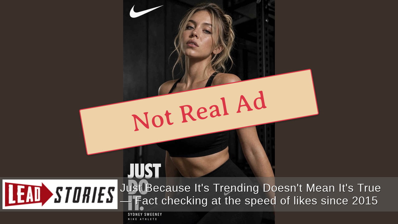 Fact Check: FAKE Ad Featuring Sydney Sweeney In Nike Branding Is AI-Generated -- No Official Nike Campaign Exists | Lead Stories