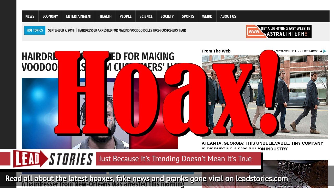 Fake News: Hairdresser NOT Arrested For Making Voodoo Dolls From Customers' Hair