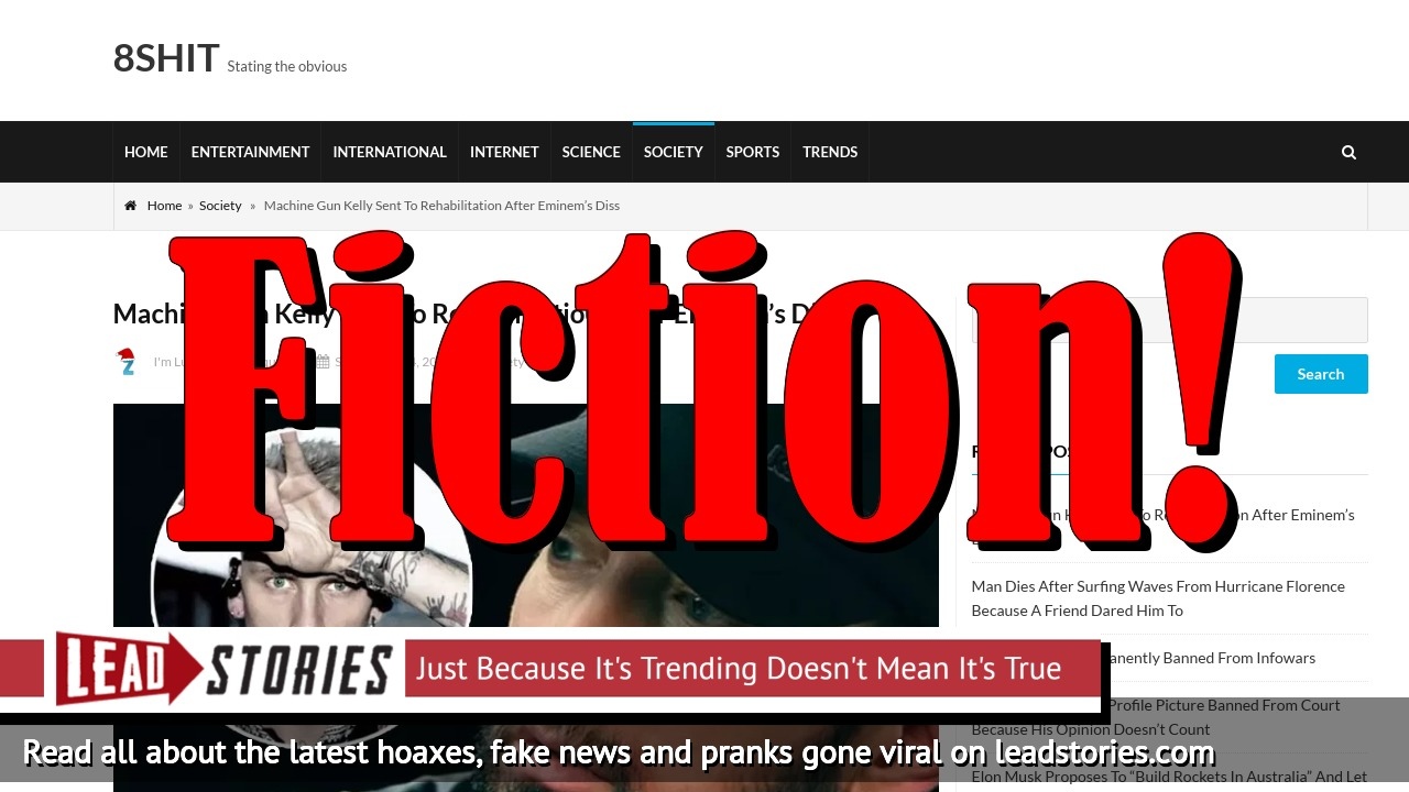 Fake News: Machine Gun Kelly NOT Sent To Rehabilitation After Eminem's Diss
