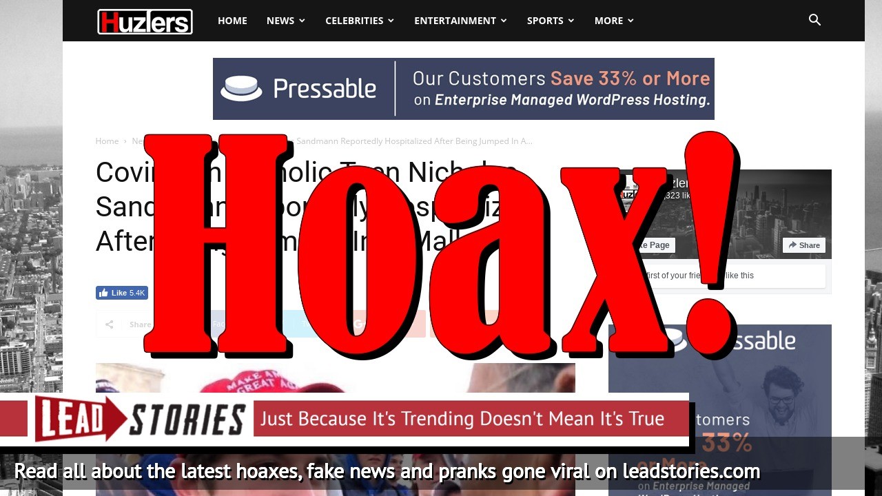 Fake News: Covington Catholic Teen Nicholas Sandmann NOT ...