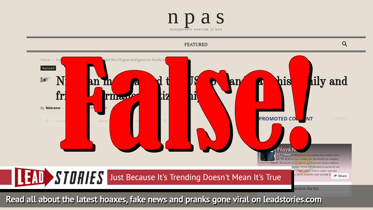 Screenshot of https://ihlayanews.com/nigerian-man-hacked-the-us-govt-and-gave-his-family-and-friends-permanent-citizenship/
