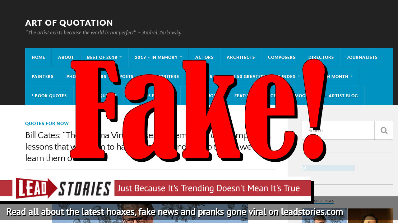 Fact Check: Bill Gates Did NOT Write Open Letter Saying COVID-19 Reminds 'We Are All Equal'