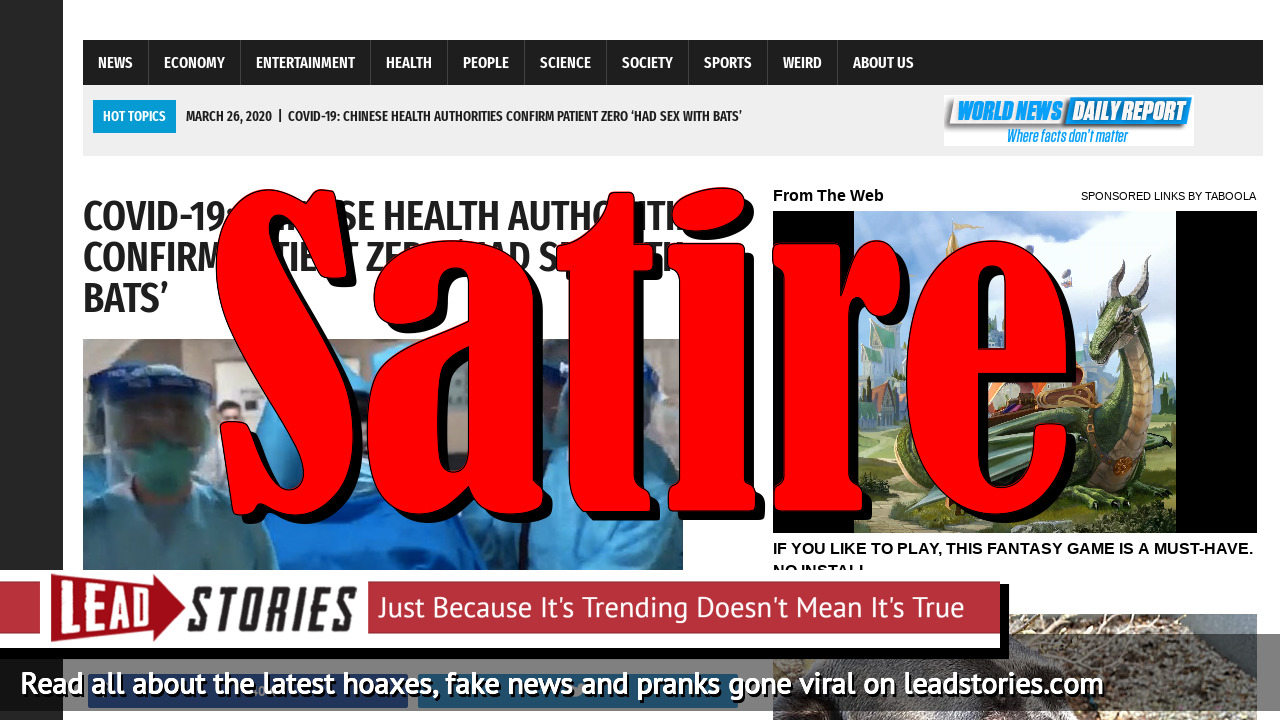 Fact Check: Coronavirus 'Patient Zero' Is NOT A Man Who Had Sex With A Bat